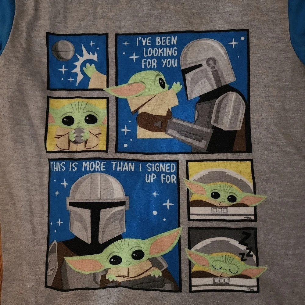 Star Wars Mandalorian blue and gray short sleeve pajama set Size L
